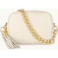 Leather Crossbody Bag With Gold Chain Shoulder Strap