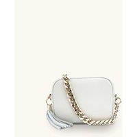 Apatchy London Women's Leather Crossbody Bag With Gold Chain Shoulder Strap in Off-White