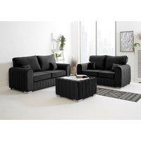 Sofa World Lilly 3+2 Fullback Sofa in Black