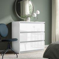 SquareBoxx Fairfield Gloss Minimalist Chest of Draws 3 Draw in White