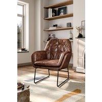 Vintage PU Leather Tufted Leisure Armchair with Metal Legs