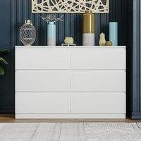 SquareBoxx Fairfield Matt Minimalist Chest of Draws 6 Draw in White