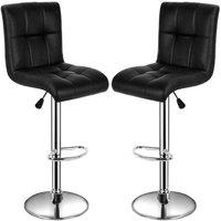 Gr8 Home Pair Of 2 Black Faux Leather Swivel Breakfast Bar Stool Chairs Chrome Gas Lift