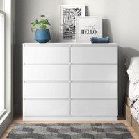 SquareBoxx Fairfield Matt Minimalist Chest of Draws 8 Draw in White