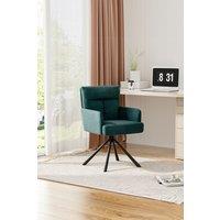 Modern Green Upholstered Swivel Armchair with Black Legs