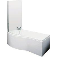 Balterley 1700 mm Left Hand B Shape Shower Bath with Screen & Front Panel White