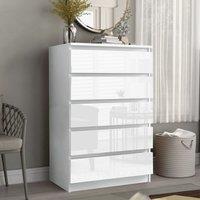 SquareBoxx Fairfield Gloss Minimalist Chest of Draws 5 Draw in White