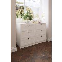 FWStyle 6 Drawer Shaker Style Chest Of Drawers Wide Bedroom Storage Deep Design in White