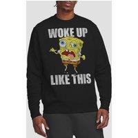 Spongebob Woke Up Like This Meme Crew Sweatshirt, Black | Size: Large