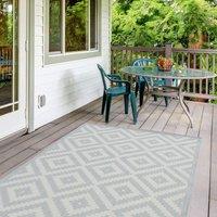 THE RUGS Outdoor Indoor Diamond Garden Patio Rug Weather Resistant Jet Washable in Grey | Size: 80 cm x 150 cm