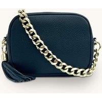 Leather Crossbody Bag With Gold Chain Shoulder Strap