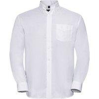 Russell Collection Men's Oxford Easy-Care Long-Sleeved Shirt in White | Size: 17.5 in