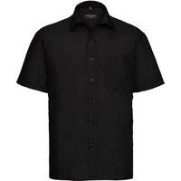 Russell Collection Men's Poplin Easy-Care Short-Sleeved Shirt in Black | Size: 8