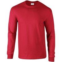 Premier Men's Ginmill Checked Long-Sleeved Shirt in Red | Size: XL