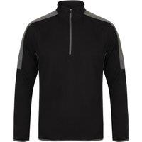 Finden & Hales Men's Contrast Panel Quarter Zip Midlayer in Jet Black | Size: Small
