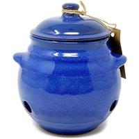 Verano Spanish Ceramics Selena Glazed Hand Dipped Kitchen Dining Garlic Jar with Lid (H) 15cm in Blue