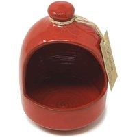 Verano Spanish Ceramics Selena Glazed Hand Dipped Solid Colour Kitchen Dining Salt Pig (D) 11cm in Red