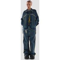 Hedonism Co-Ord Oversized Denim Distressed Jacket with Frayed Seams in Bleached Wash