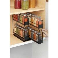 2-Tier&2-Row Metal Spice Rack Slide-Out Kitchen Storage Holder Shelf Cabinet Organizer