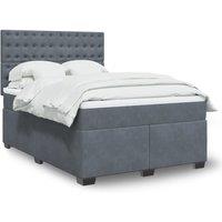Box Spring Bed with Mattress Dark Grey 140x190 cm Velvet