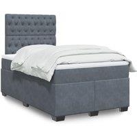 Box Spring Bed with Mattress Dark Grey 120x200 cm Velvet