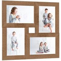 Berkfield Home Collage Photo Frame for 4x(13x18 cm) Picture Light Brown MDF | Size: 13x18 cm