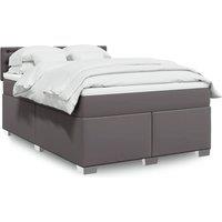 Box Spring Bed with Mattress Grey 140x190 cm Faux Leather