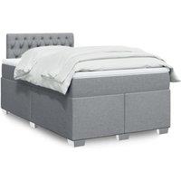 Box Spring Bed with Mattress Light Grey 120x200 cm Fabric