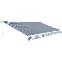 Berkfield Home Folding Awning Manual Operated 500 cm Blue/White in Blue