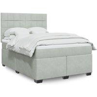 Box Spring Bed with Mattress Light Grey 140x190 cm Velvet