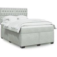 Box Spring Bed with Mattress Light Grey 140x190 cm Velvet