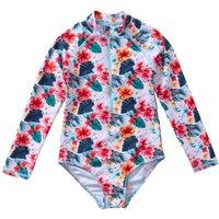 H2O Girl's Floral UPF50+ Sunsafe Long Sleeve Swimsuit in Pale Pink | Size: 3-4 Years