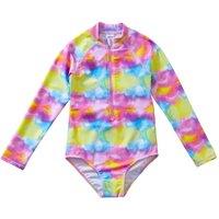 H2O Girl's Tie Dye UPF50+ Sunsafe Long Sleeve Swimsuit in Bright Pink | Size: 3-4 Years