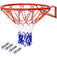 Gymax 46 cm Basketball Replacement Net Wall Door Mounted Basketball Rim Hoop in Red