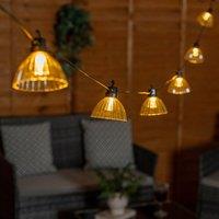 ValueLights Smoked Pleated LED 10 x Battery Operated Outdoor Garden String Lights in Grey
