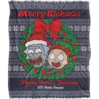 Warner Brothers Rick & Morty Blanket, 152x127 cm Merry Rickmas Ugly Christmas Sweater Silky Touch Super Soft Throw Blanket in White