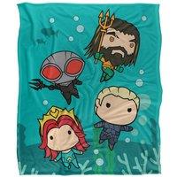 Aquaman and The Lost Kingdom Blanket, 152x127 cm Chibi Action Silky Touch Super Soft Throw Blanket in White