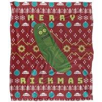 Warner Brothers Rick & Morty Blanket, 152x127 cm Merry Pickle Rickmas Ugly Christmas Sweater Silky Touch Super Soft Throw Blanket in White