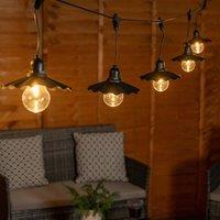 ValueLights Black Pleated Scallop LED 6 x Battery Operated Outdoor Garden String Lights
