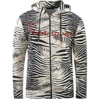 Cavalli Class Men's Zebra Print Zip-Up Black Hoodie | Size: Large
