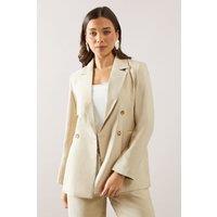 Wallis Women's Petite Double Breasted Blazer in Neutral | Size: 20