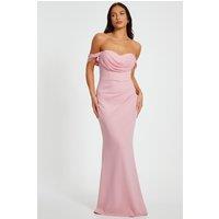 Quiz Women's Pale Pink Chiffon Bardot Maxi Dress | Size: 20