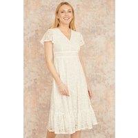 Yumi Women's White Lace Midi Skater Dress | Size: 12
