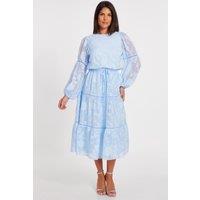 Quiz Women's Light Blue Jacquard Midi Dress | Size: 10