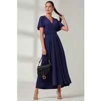 Jolie Moi Women's Angel Sleeve Super-Smooth Jersey Maxi Dress in Navy | Size: 10