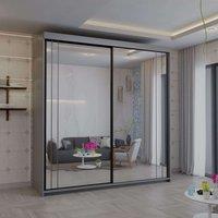 Sliding Wardrobes 4U Modish Full Mirror Sliding Door Wardrobe 203cm X 217cm in Grey | Size: 203 cm X 217 cm