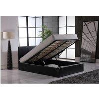 Modernique Ottoman Double Storage Bed Faux Leather with Gas Lift Up Base in Black | Size: Single