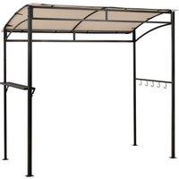 Costway 7ft Grill Gazebo Patio Barbecue Canopy Shelter Soft Top Storage Hooks in Beige