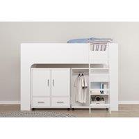 Flintshire Furniture Ltd Eden Mid Sleeper with storage in White | Size: Single