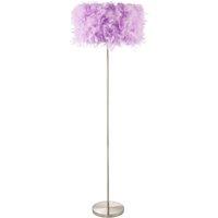 Happy Homewares and Chic Real Feather Floor Lamp with Satin Nickel Base & Switch in Lilac